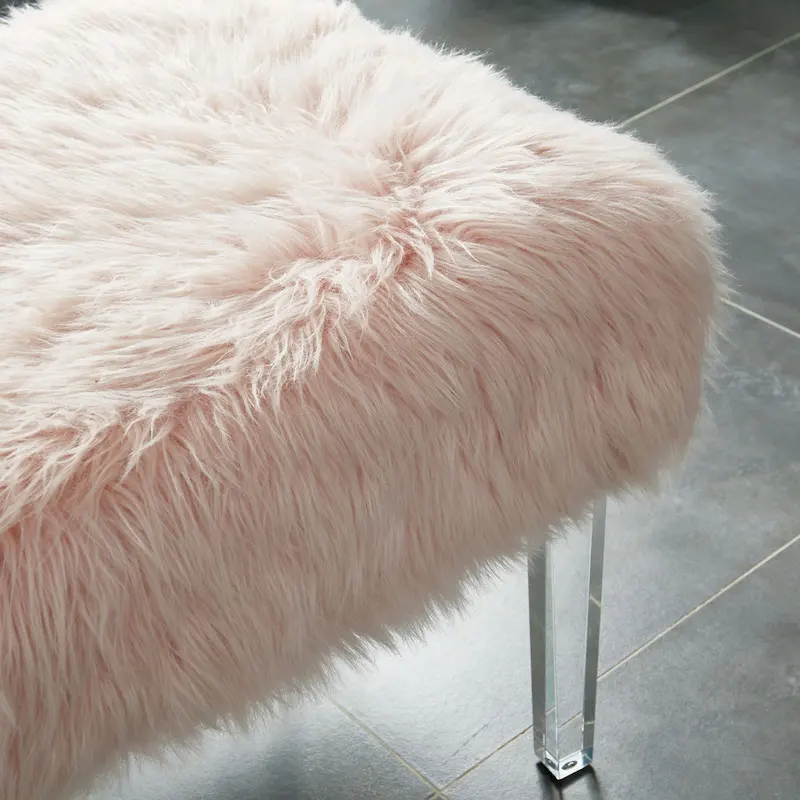 Modern Faux Fur Acrylic Footstool