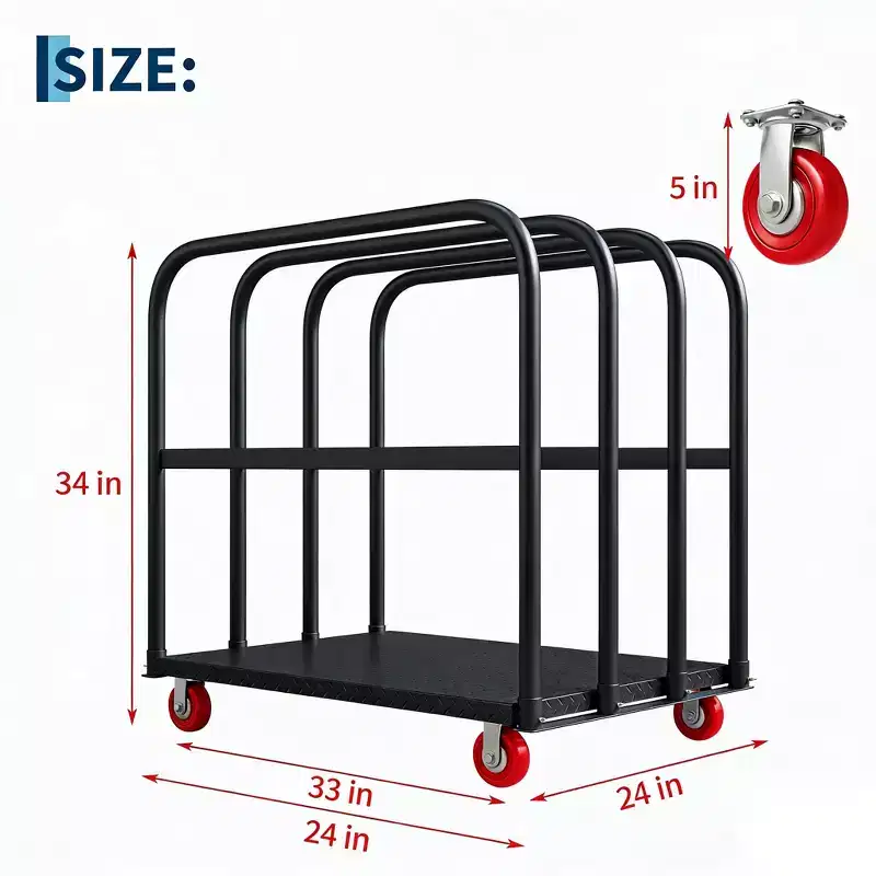 Black / Blue / Red 2-In-1 Heavy Duty Flatbed Panel Truck Cart, 2000 Lbs, 5 Swivel Casters, 1-2 Person