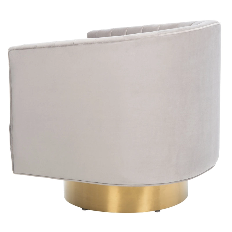 SAFAVIEH Couture Matejka Swivel Channel Tufted Barrel Chair - 28  W x 31  L x 30  H - 28Wx31Dx30H