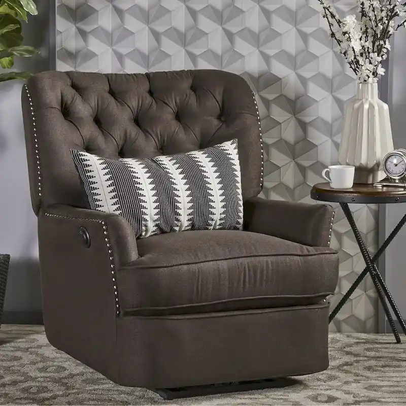 Salomo Tufted Fabric Power Recliner by Christopher Knight Home