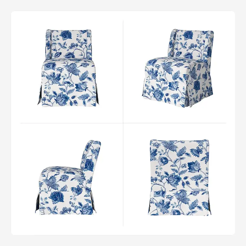 Falk Upholstered Farmhouse Armless Chair with Slipcover and Solid Wood Legs by HULALA HOME