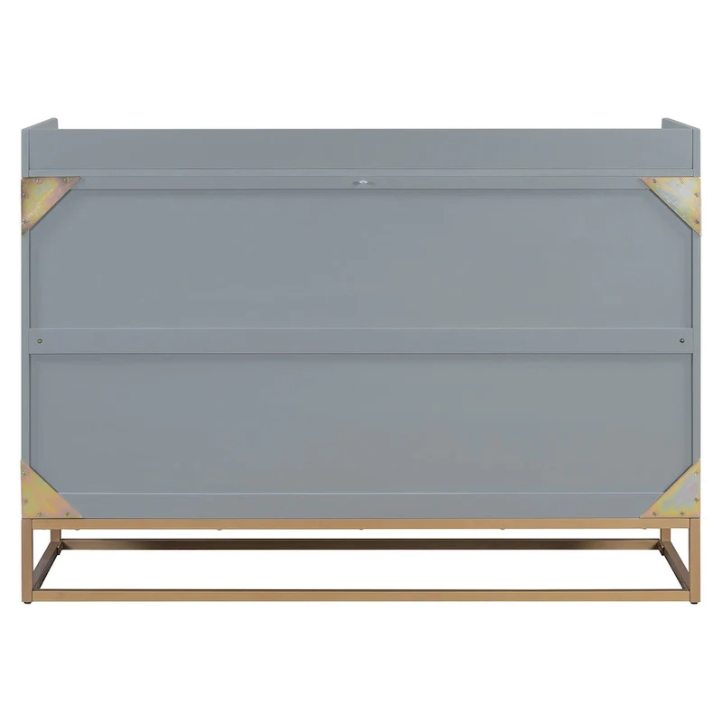 Queen Murphy Bed with Cabinet - White/Gray/Blue