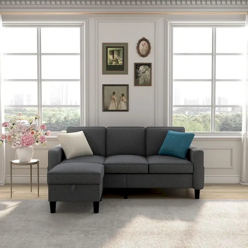 L-shaped design Sofa 3 Seater with Storage Box for the Chaise