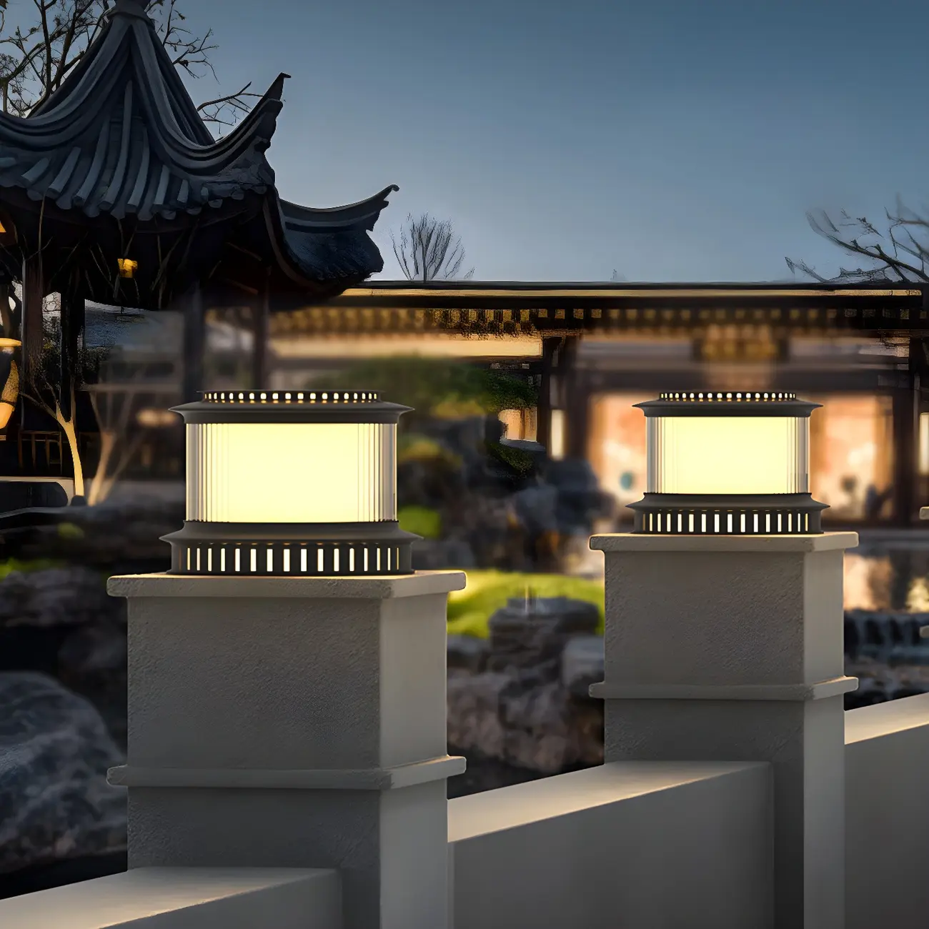 Black Metal Circular Drum Post Cap Light