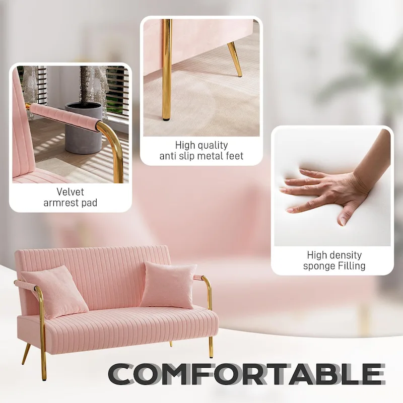 Ouyessir Upholstered Loveseat, Tufted Back Couch, Accent Armchair with 2 Pillows