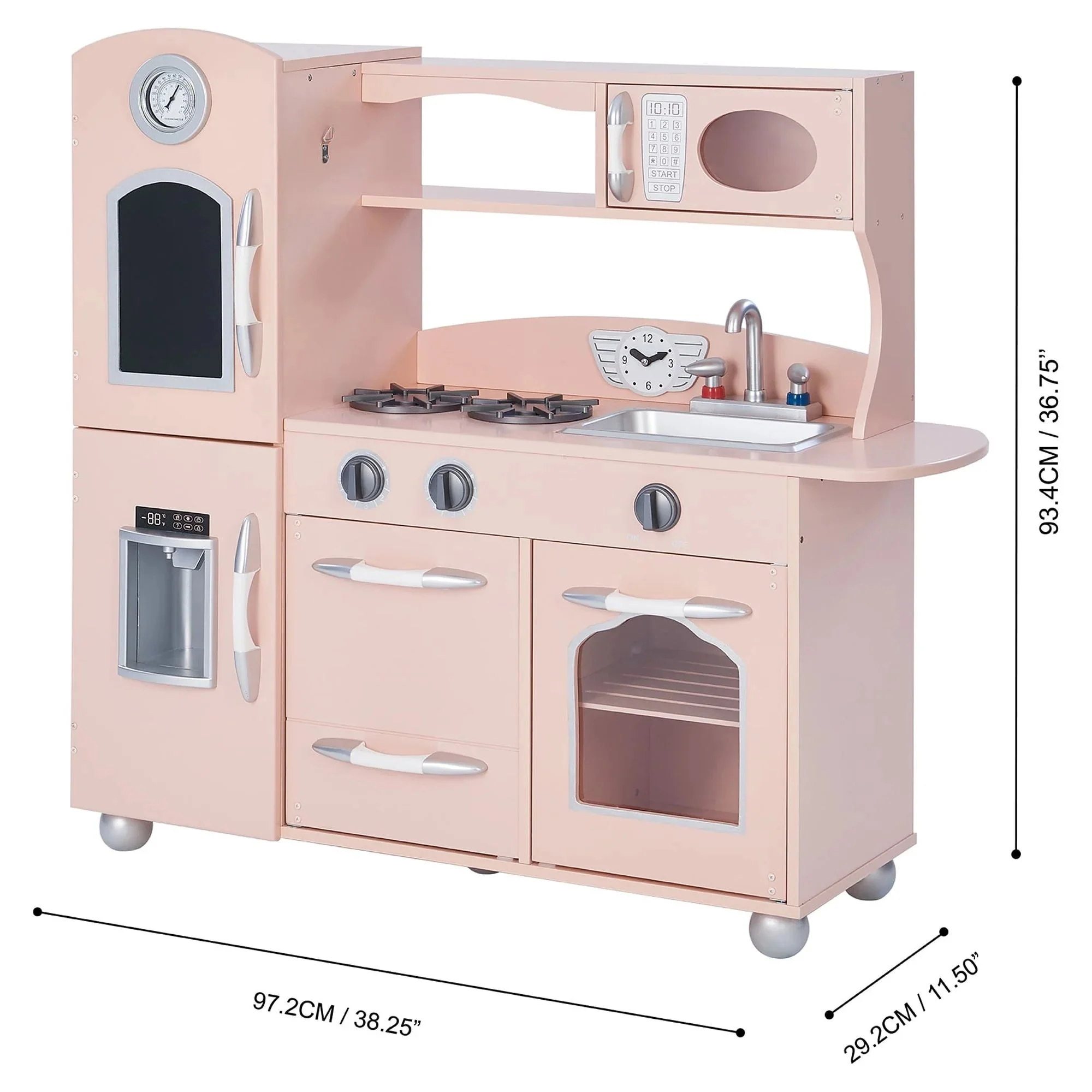 Little Chef Westchester Retro Wooden Play Kitchen, Pink