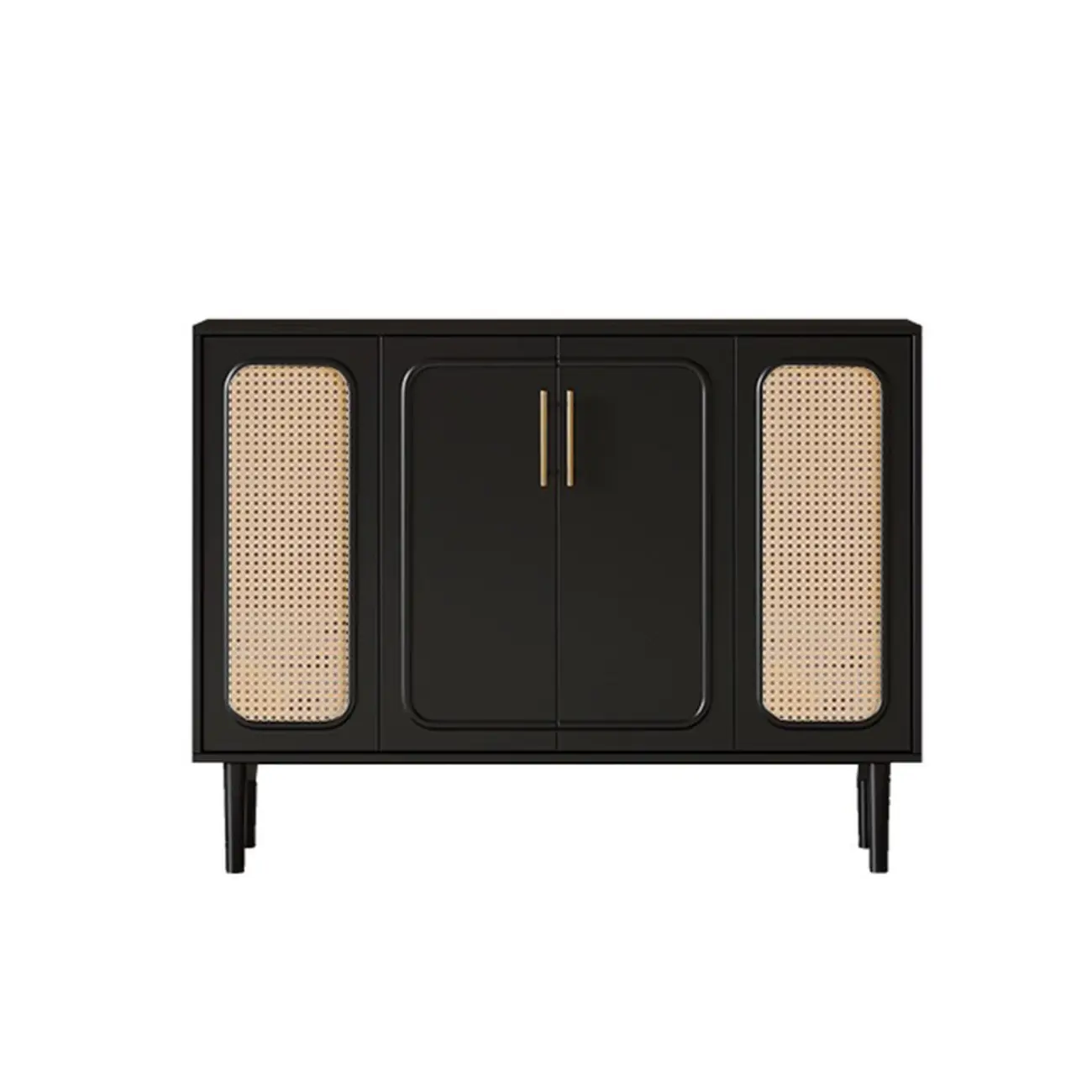 Modern Ink Wood Slab Buffet with Adjustable Shelving