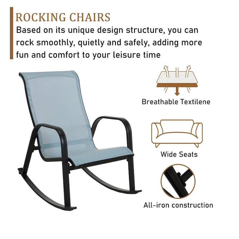 Single Iron Frame Removable Teslin Rocking Chair