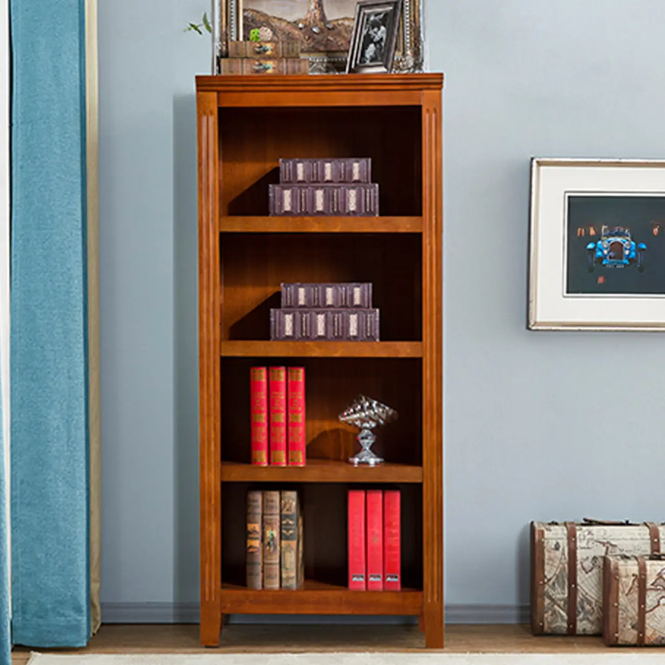 Classic Birch Wood 5-Tier Vertical Barrister Bookcase
