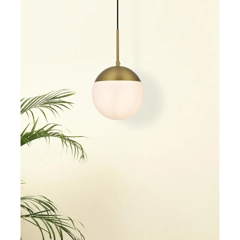 Frosted White Glass 1-Light 8-inch Pendant