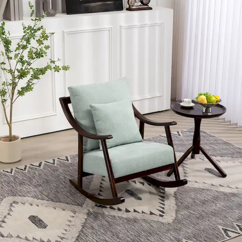 Linen Solid Wood Rocking Arm Chair