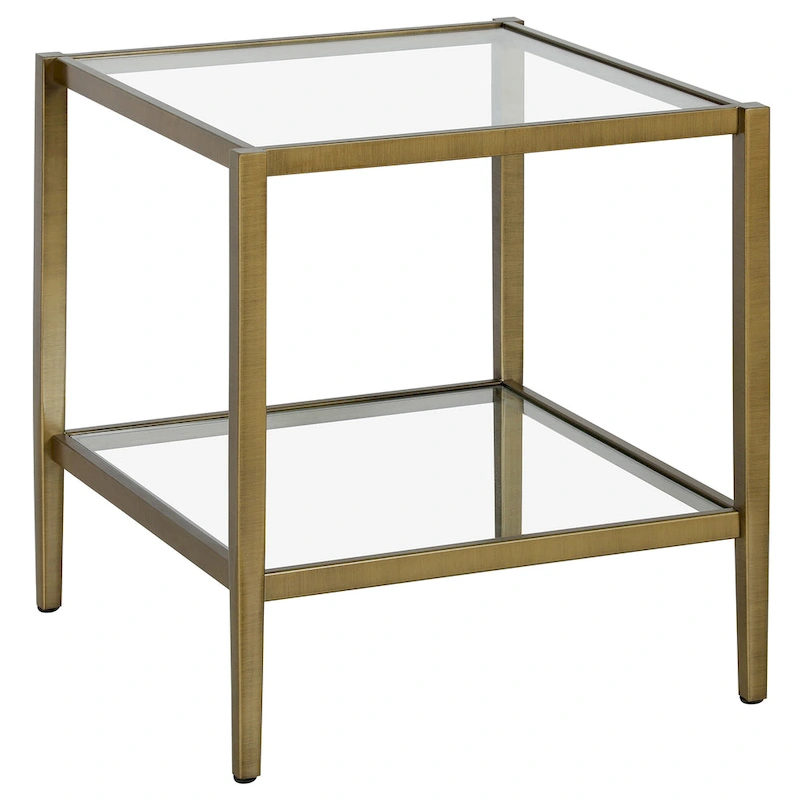 Hera 20 Wide Square Side Table with Clear Shelf