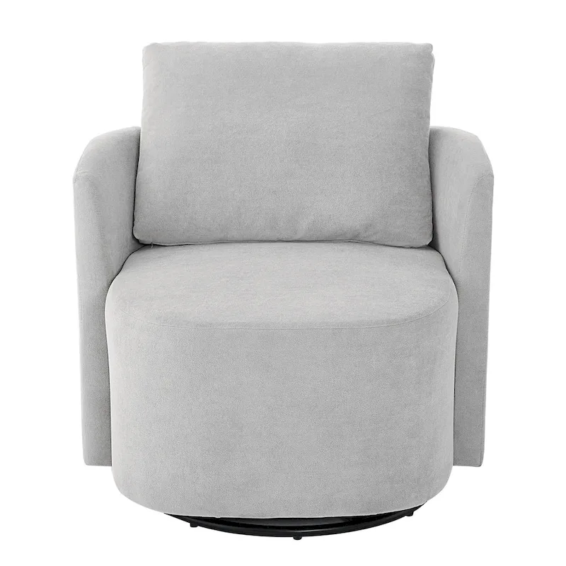 Chenille 360 Swivel Barrel Chair with Ergonomic Curved Design and 440lb Weight Capacity