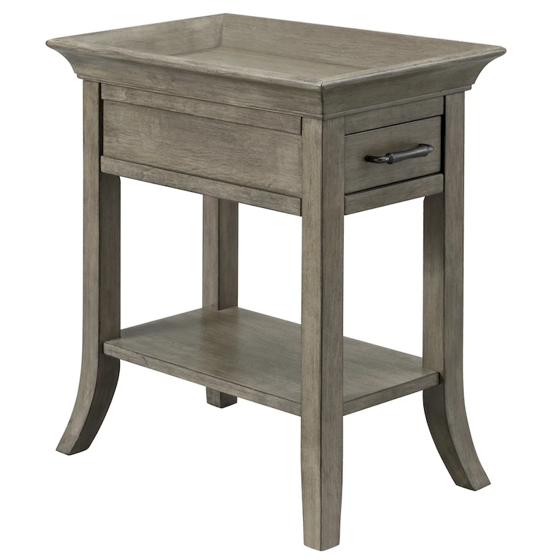 Leick Home One Drawer Traditional Cherry Tray Edge Side Table with Shelf