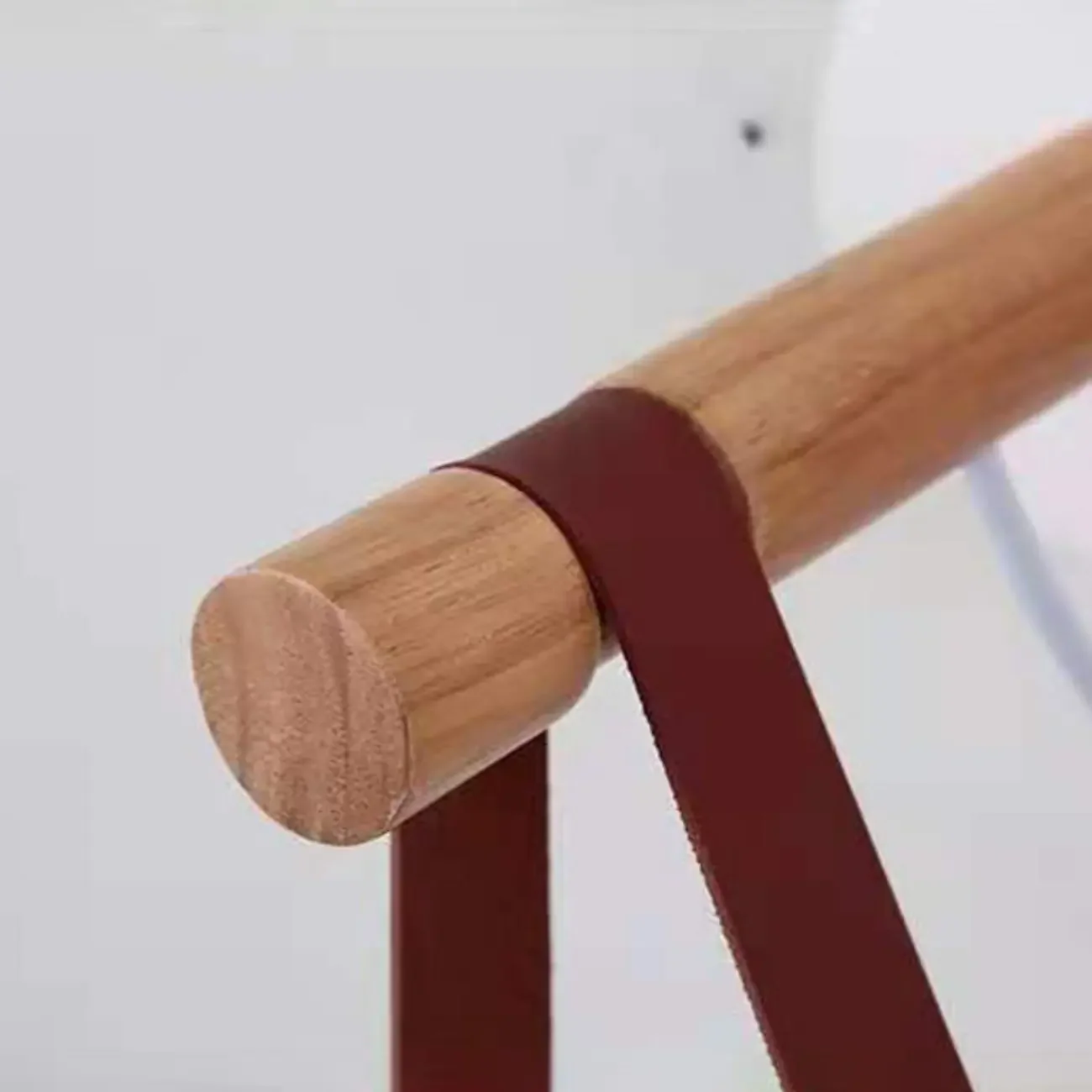 Modern Wall Sconce Wood and Metal with Leather Strap