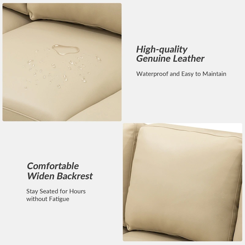 Ernando 83.46 Wide Genuine Leather Sofa with Squared Arms and Pillows