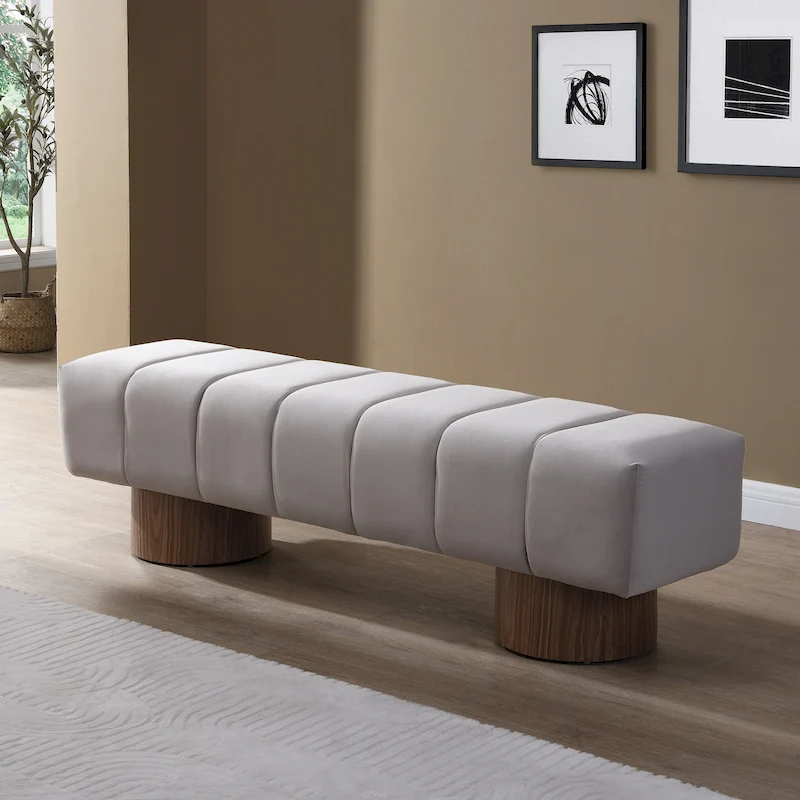 Christopher Knight Home - Daniel Upholstered Dining Bench, No-Assembly Entryway & Bedroom Ottoman with Sturdy Wood Legs
