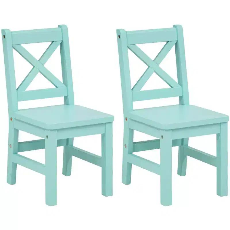 eHemco Solid Hard Wood X Back Kids Chair, Set of 2