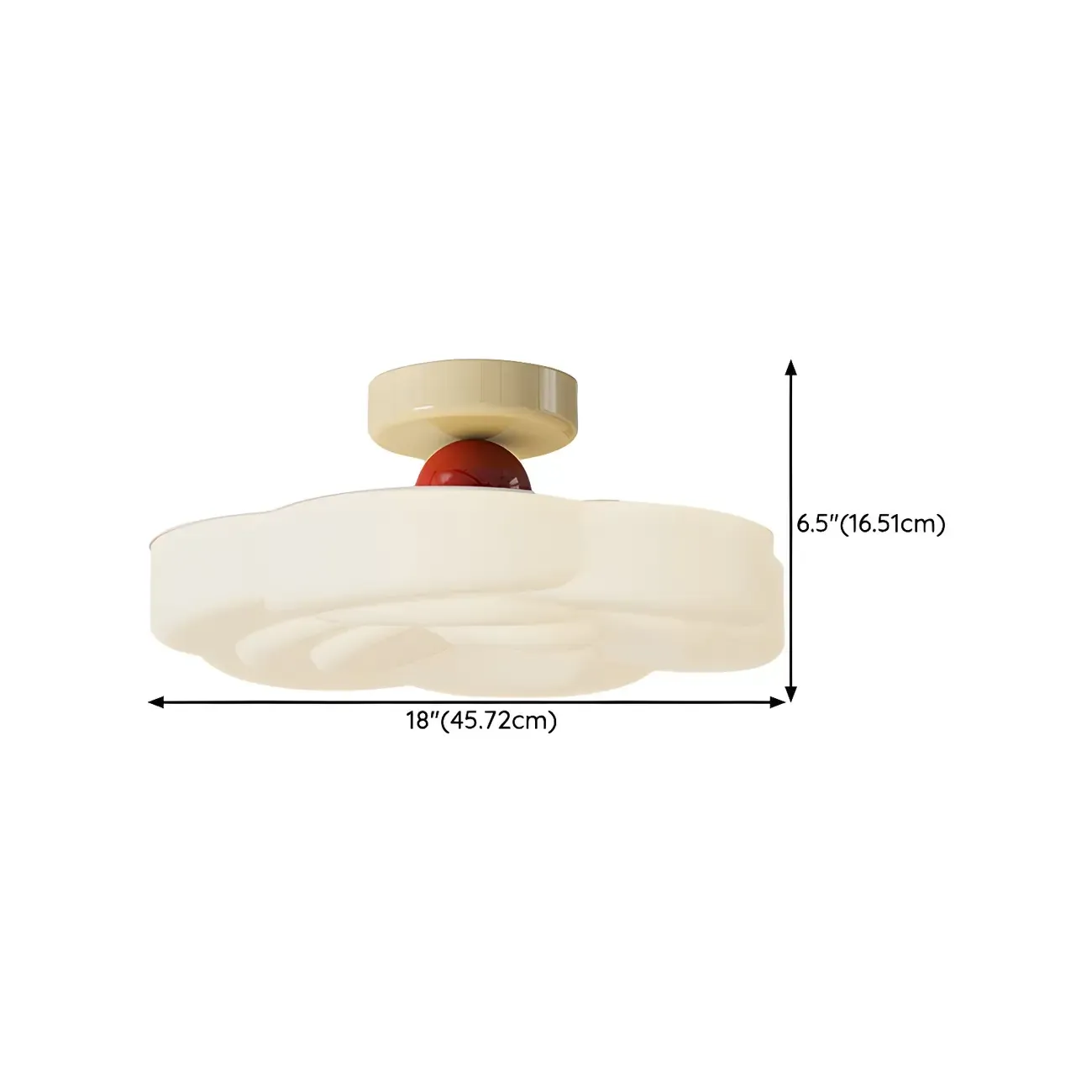 Drum Shape Beige Semi-Flush Ceiling Light with Plastic Shade