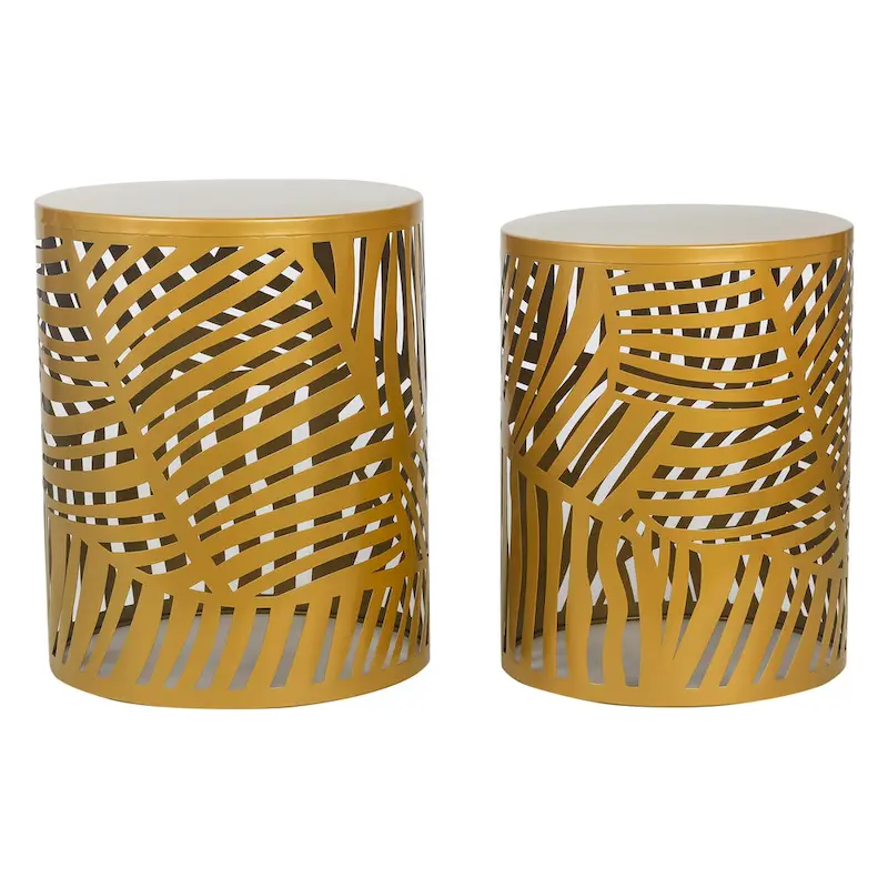 Adeco Set of 2 Round Nesting Side End Tables Set - Set of 2