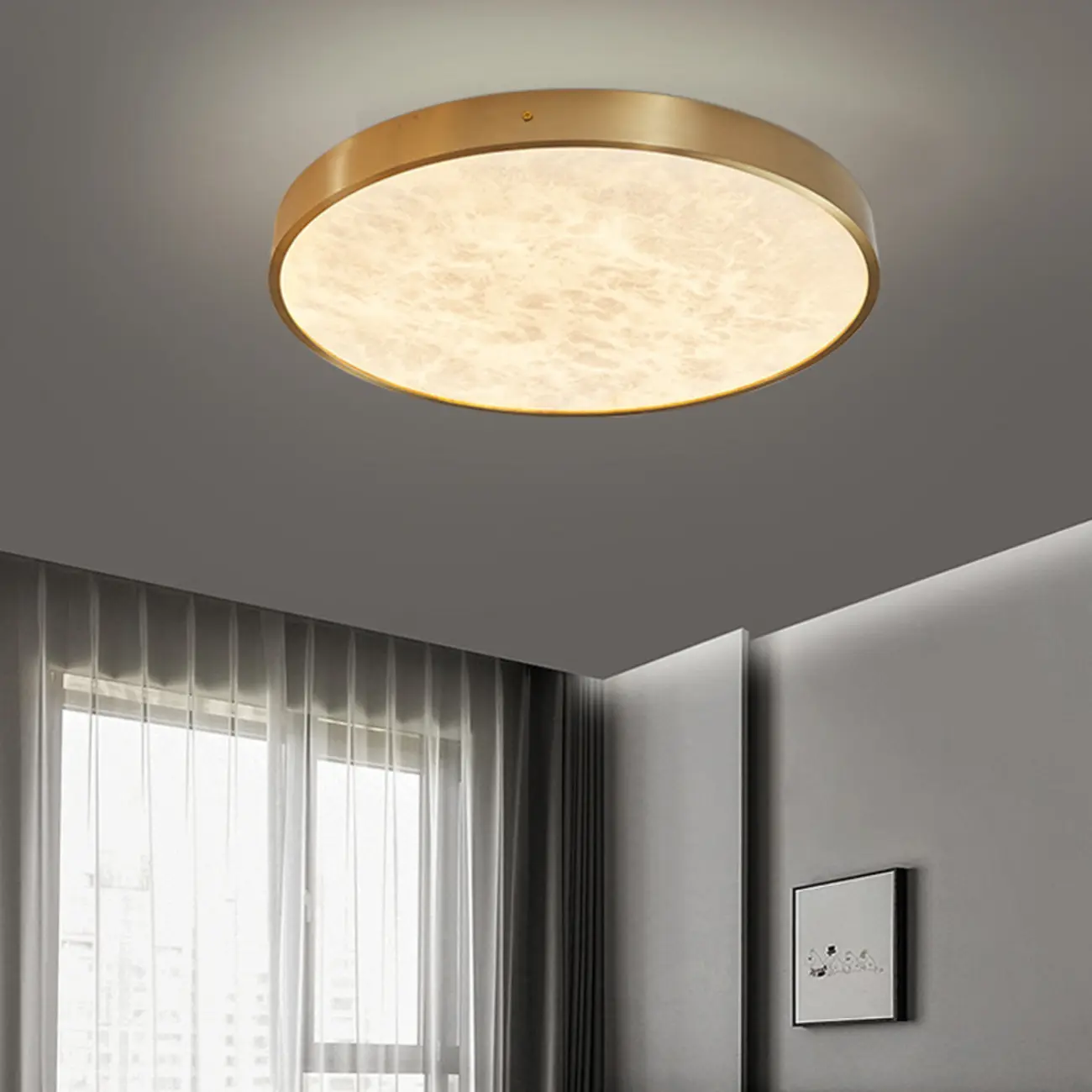 Gold Stone Circle LED Flush Mount Ceiling Light