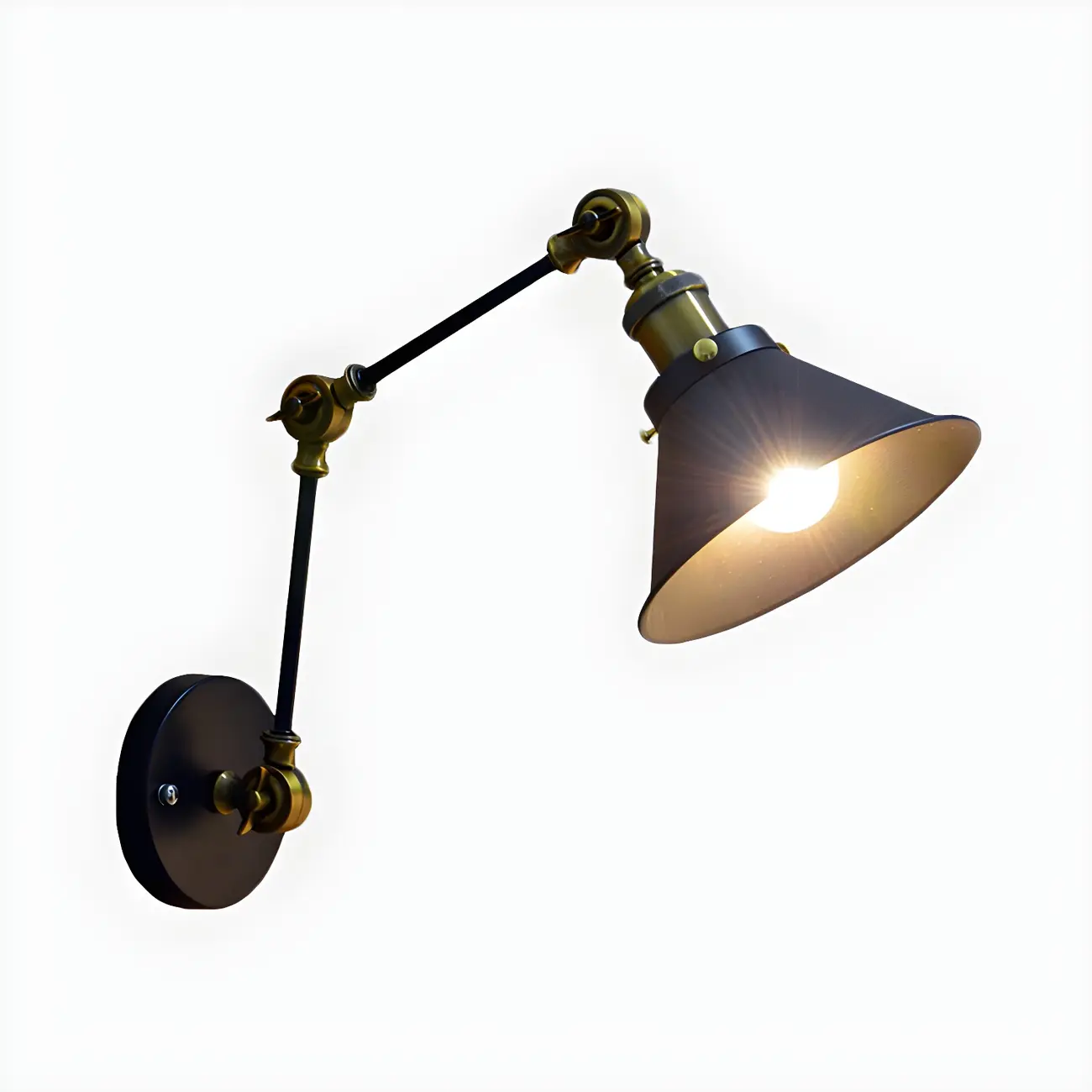 Modern 6.5 Black Swing Arm Wall Sconce with Metal Shade