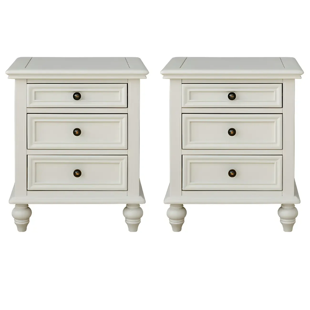 Compact Dark Walnut 3-Drawer Wood Nightstand