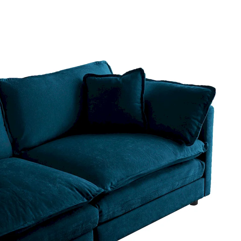 3-Piece Modular Chenille Upholstered L-Shaped Sectional Sofa with Ottoman