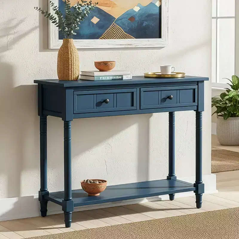GDFStudio Darren Traditional Entryway Console Table with 2 Drawers and Bottom Shelf