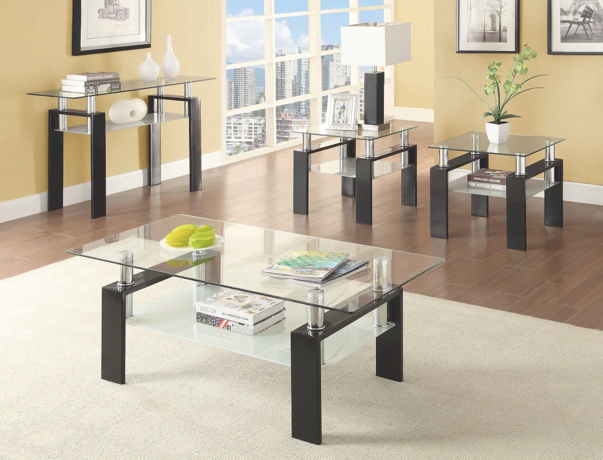 Floating Glass Top Occasional Table Collection in 2 Color Options