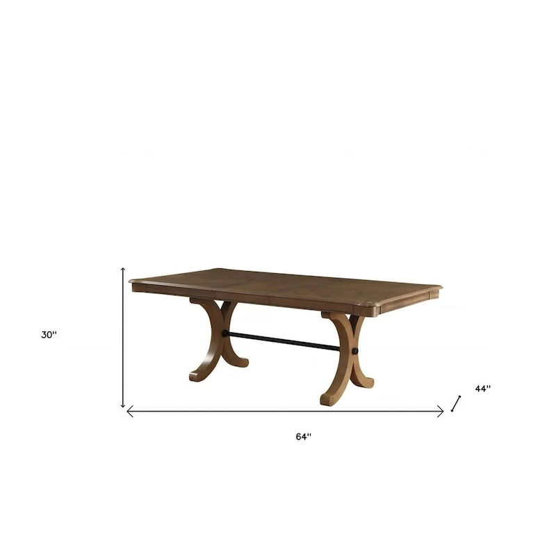 64 Brown Solid Wood Removable Leaf Trestle Base Dining Table