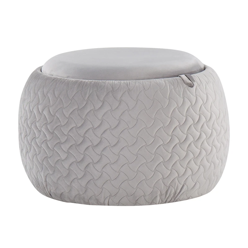 Carson Carrington Astrid Pouf with Natural Wood Tray Top