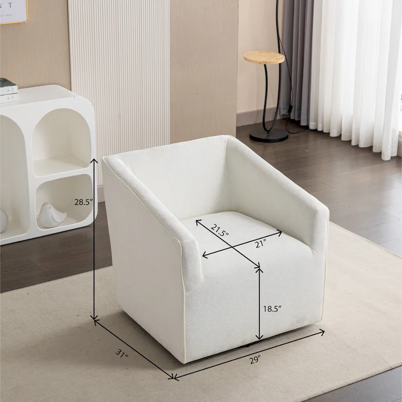 31 Chenille Upholstered Barrel Arm Chair with Swivel Base