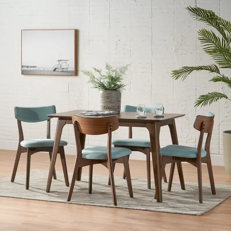 Mid-Century 5-piece Wood Rectangle Dining Set by