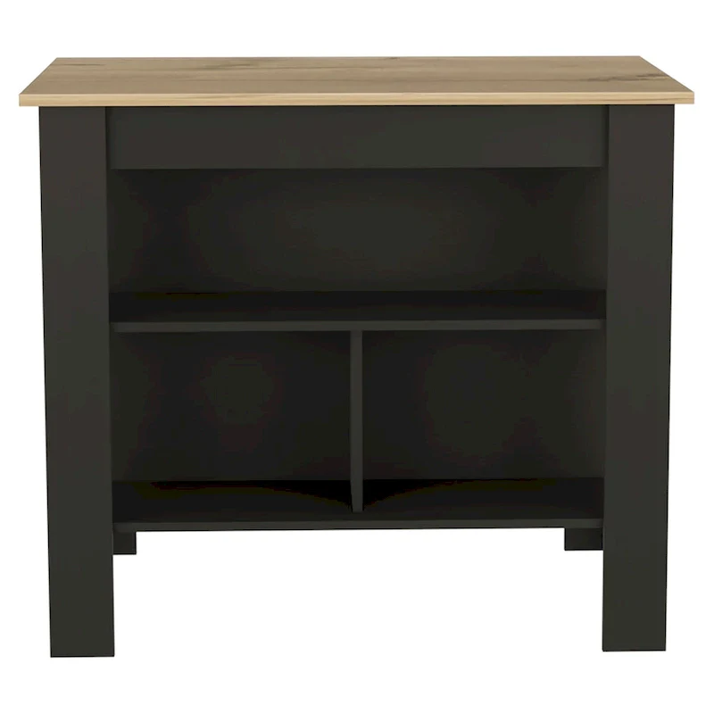 Rockaway 3-Shelf Kitchen Island Black Wengue and Light Oak