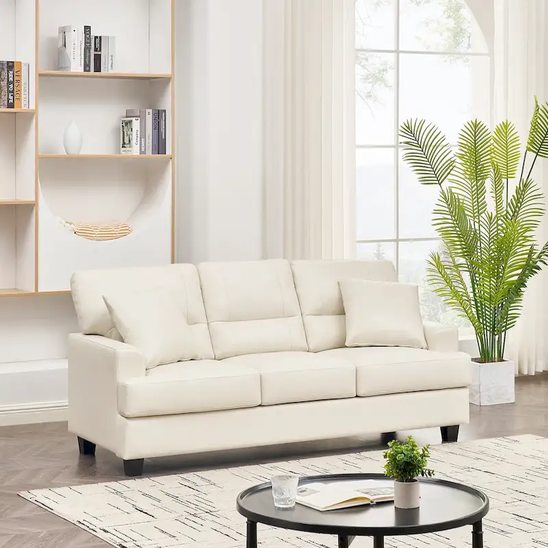 Oversized Faux Leather Italian Square Arm Sofa