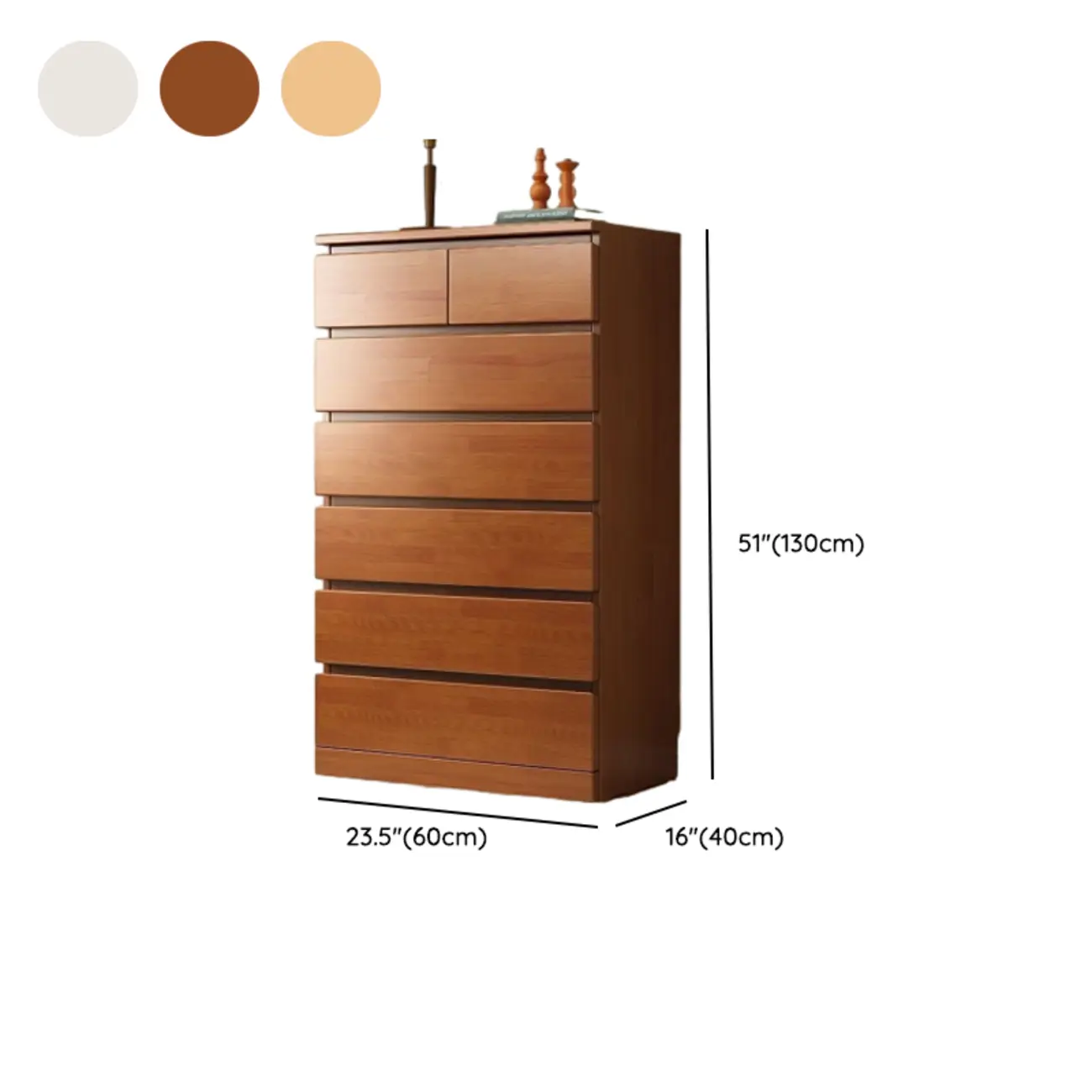 Modern Natural Wood Gloss Surface Dresser with 8-Drawers