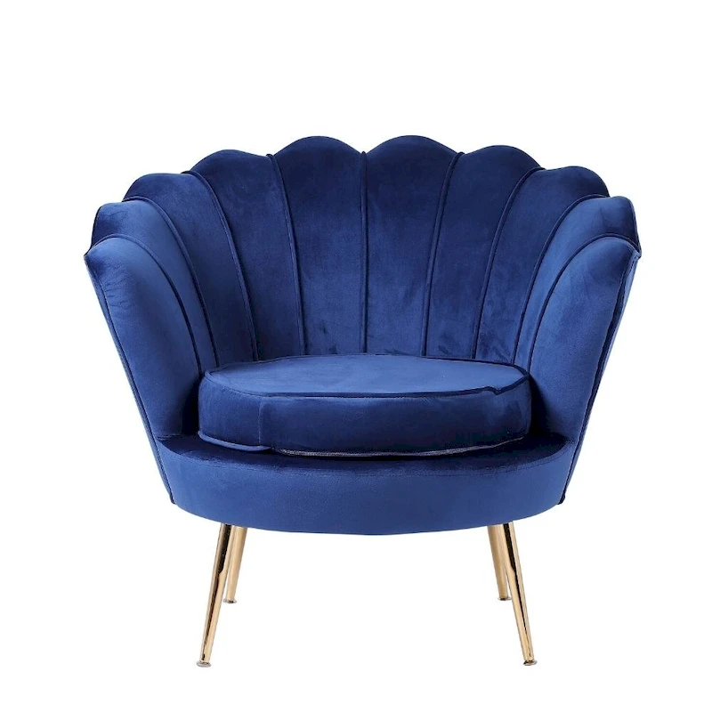 Blue Velvet Lounge Chair - 29  H x 32.5  W x 31.5  D