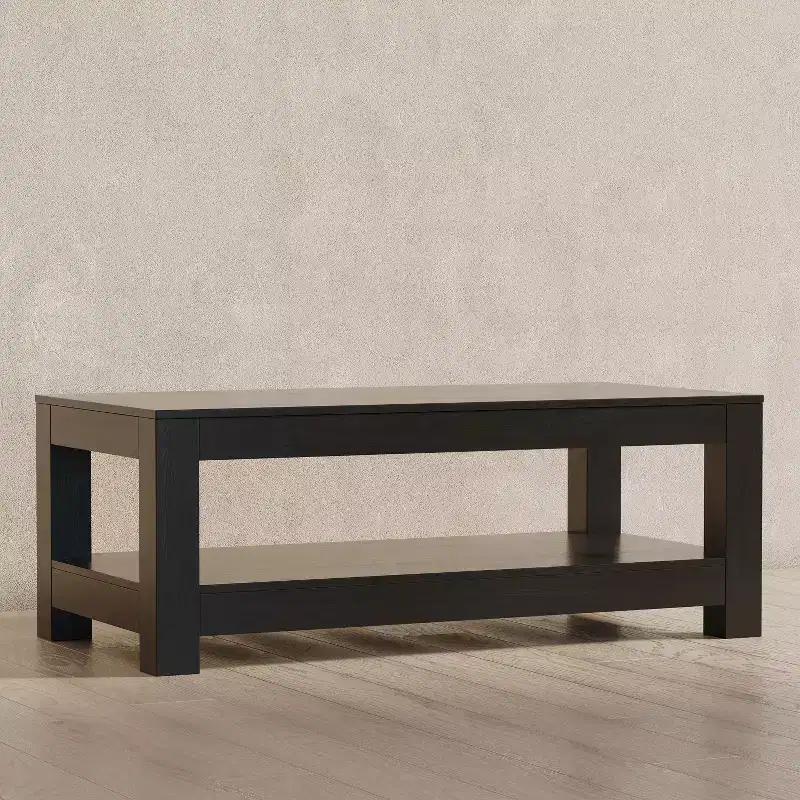 Multicolored Rectangular Wooden Coffee Table with Open Shelf