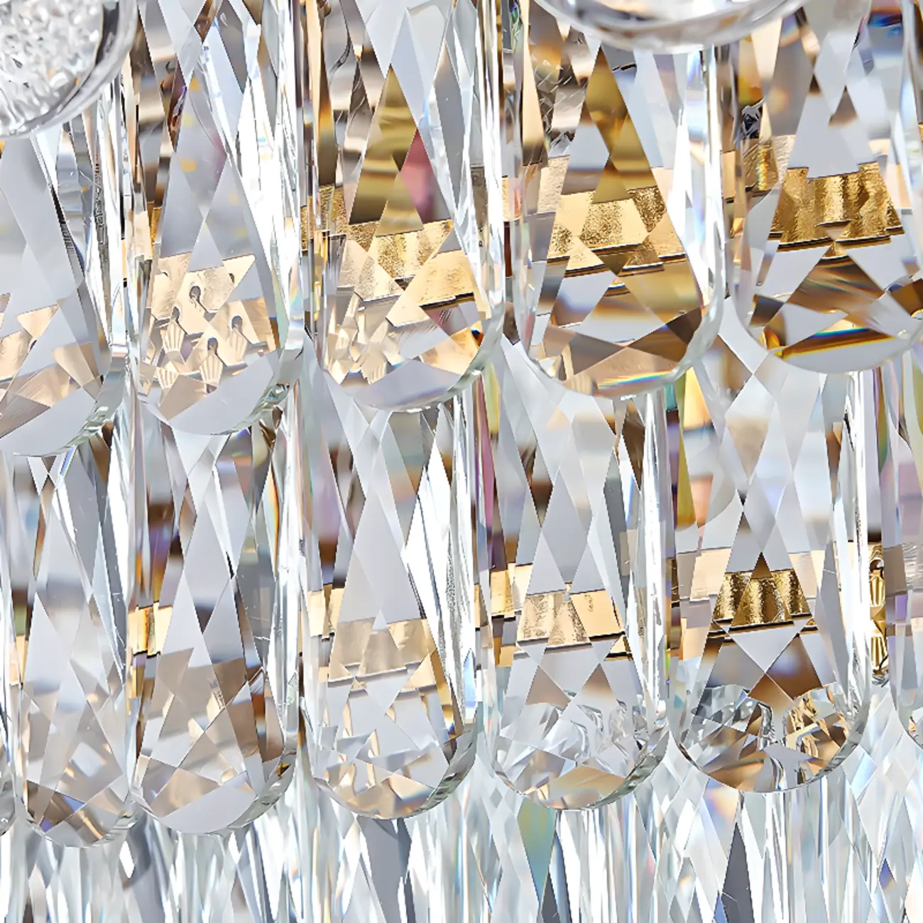 Modern Luxury Gold Tiered Crystal Round Chandelier