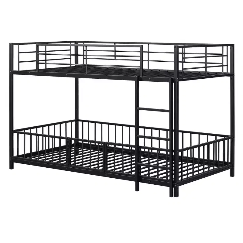 Whisen Stylish Design Metal Bunk Bed with Slide and Guardrails