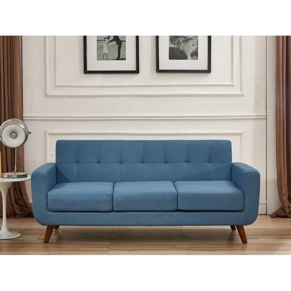 U.S. Pride Furniture Grace Rainbeau Linen Upholstered Tufted Mid-century Sofa