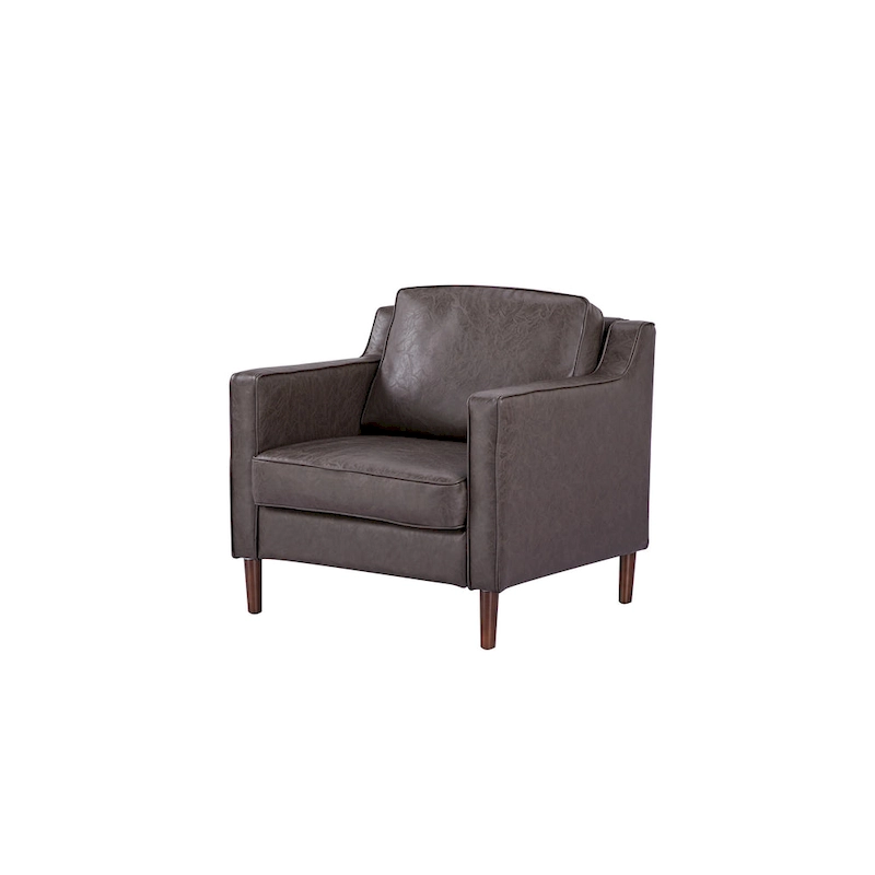 Sedona Modern Accent Chair, Faux Linen / Vegan Leather Armchair