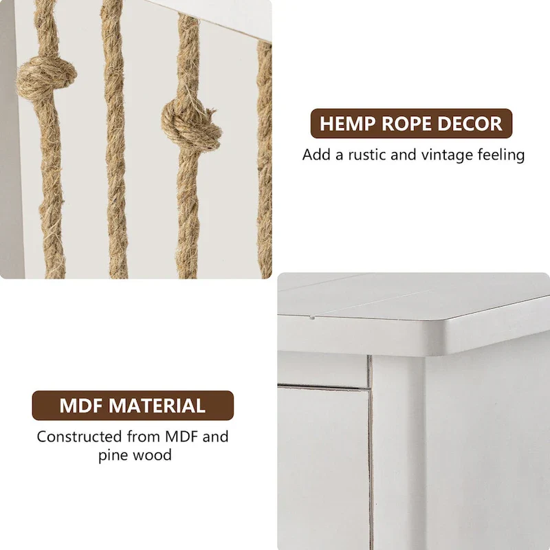 COSIEST Distressed White End Table with Drawer - 14 D x 18 W x 26.4 H