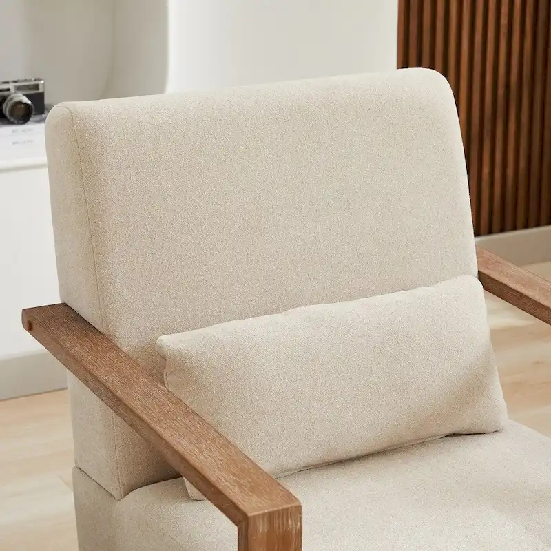 30.3W Swivel Modern Upholstered Accent Chair with Solid Wood Armrests