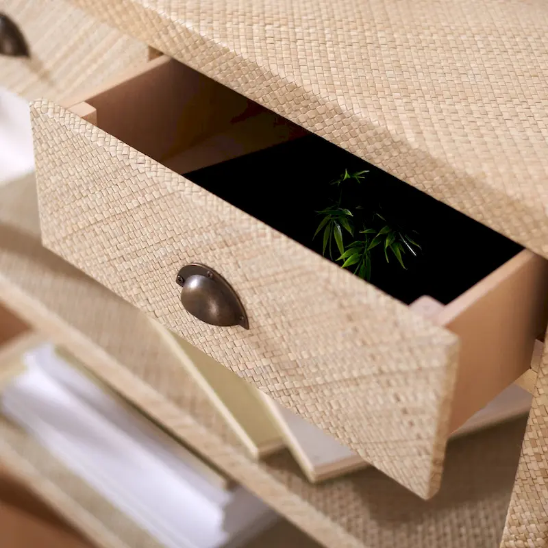 Light Natural Raffia/ Gold Console Table - 31 W x 14 L x 30 H