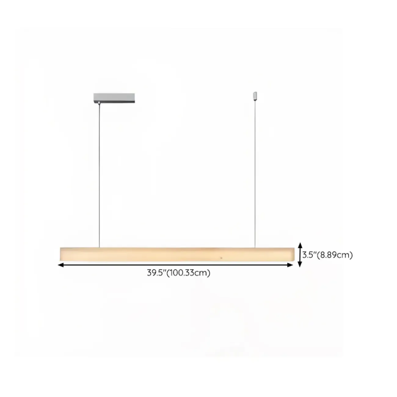 White Stone Linear LED Island Pendant Light In Rectangle Shape