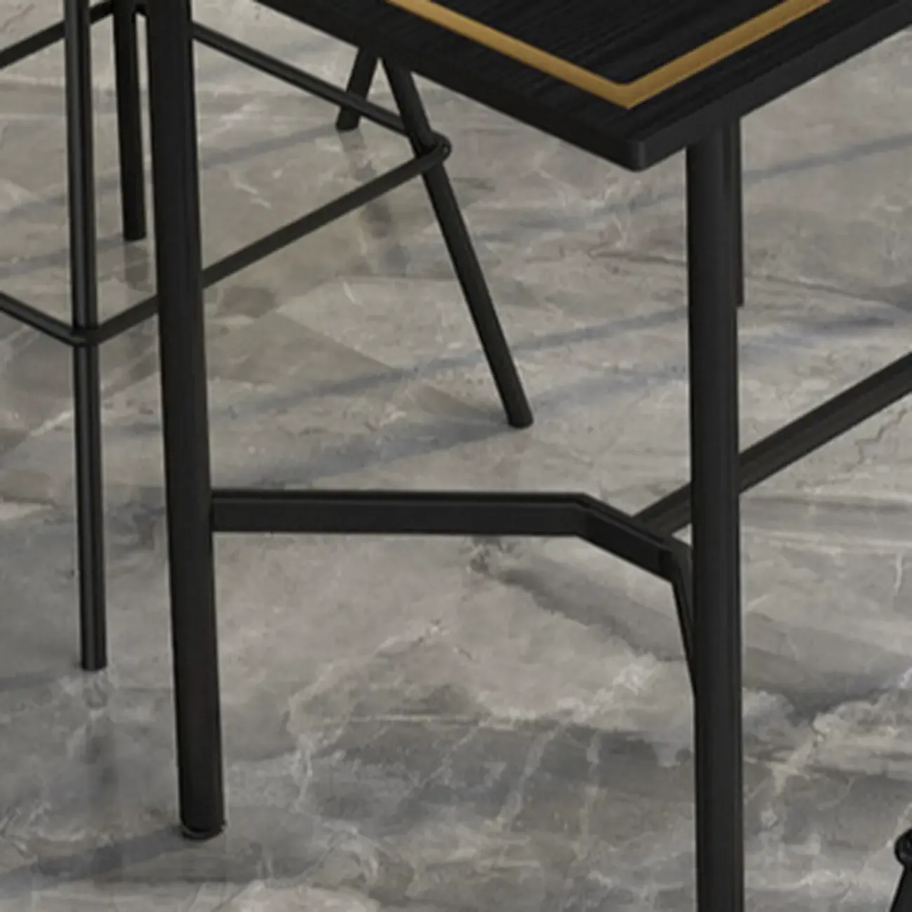 Luxurious Black-Gold Wooden Rectangular Top Bar Tables