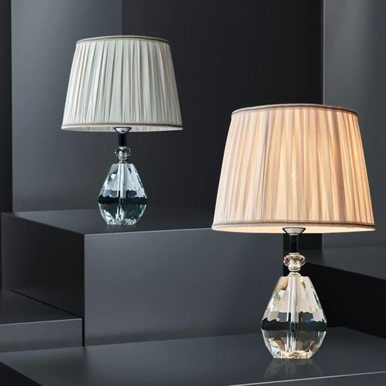 Glamorous Crystal Table Lamp with Geometric Shade for Home