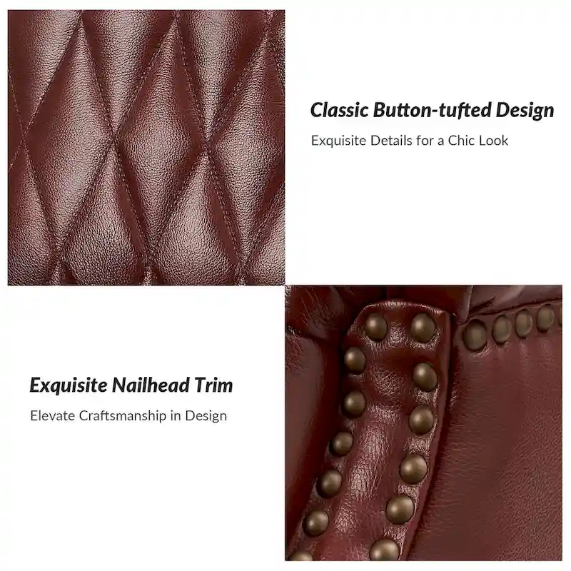 Xaver Traditional Genuine Leather Armchair With Solid Wood Legs by HULALA HOME